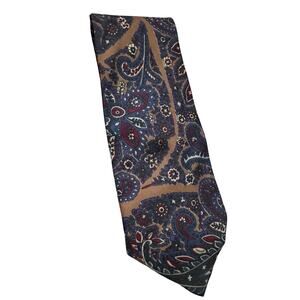 Vintage Blue Floral Italian Polyester Necktie